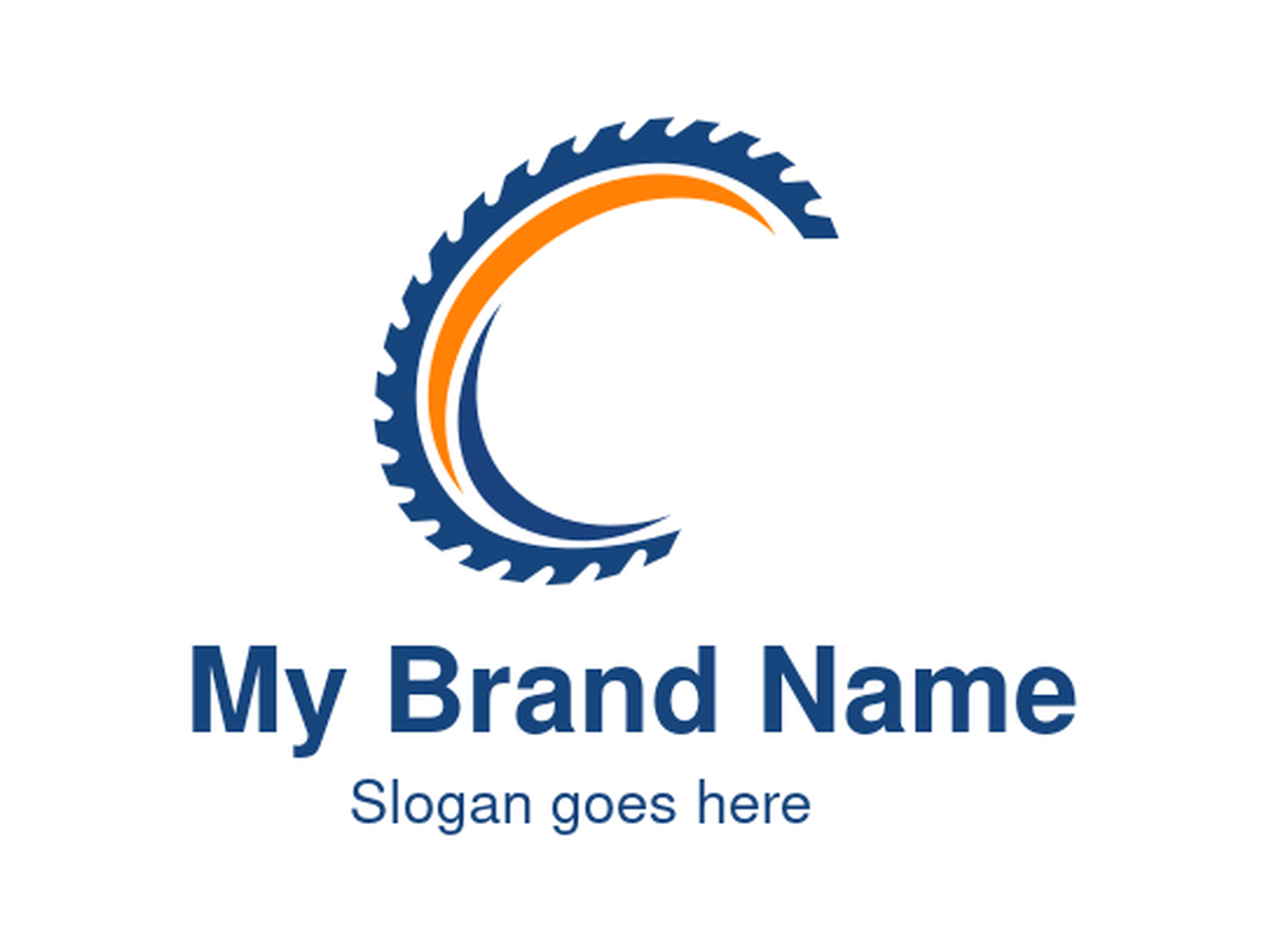 Industrial Circular Saw Blade C Logo with Dynamic Swirl for Carpentry, Construction, or Cutting Tool Brands